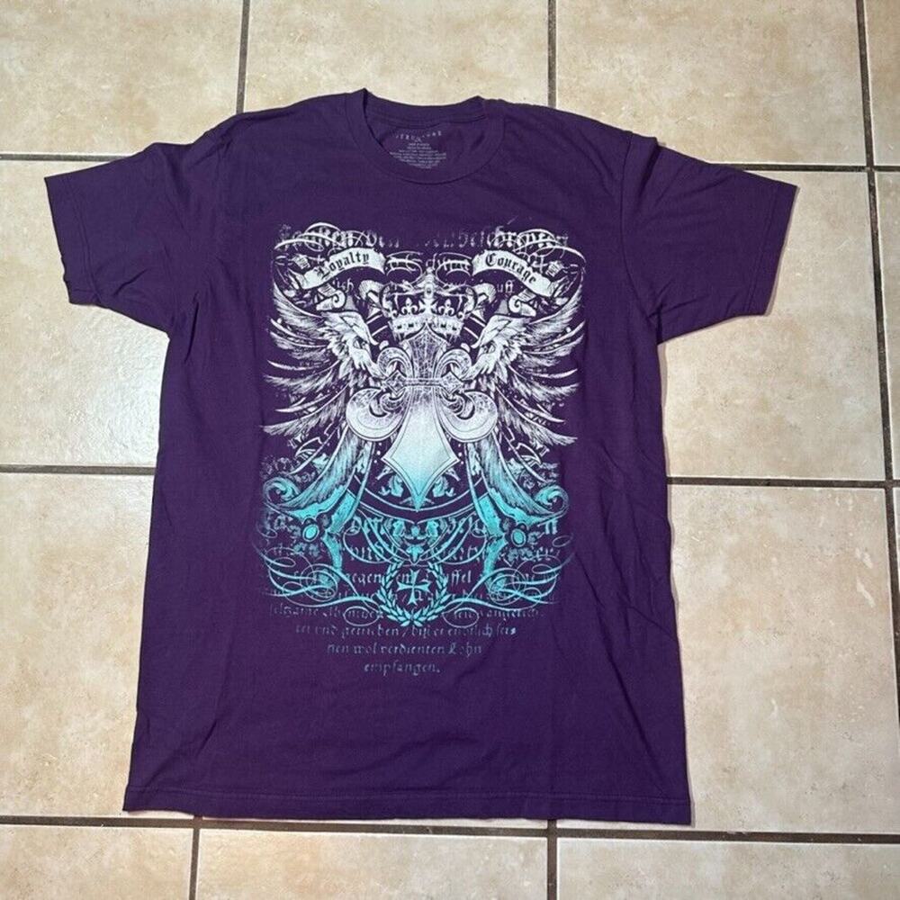 Y2K Structure Affliction Style Purple Graphic Tee Mens Size Large Grunge Skater